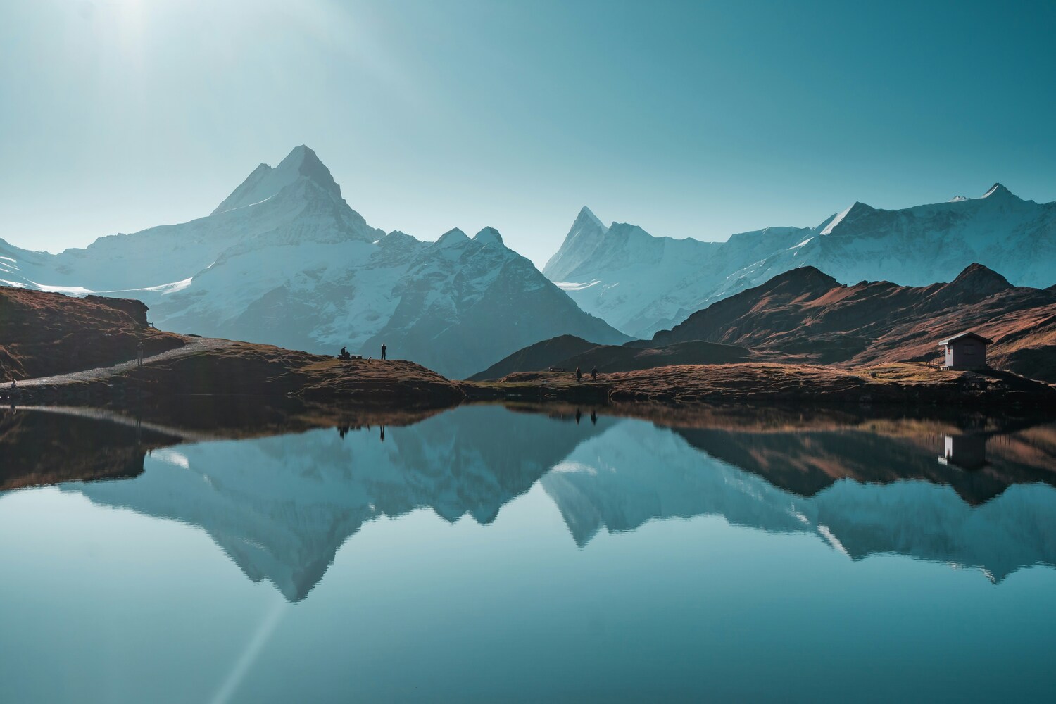 Alpine lake and mountain expedition